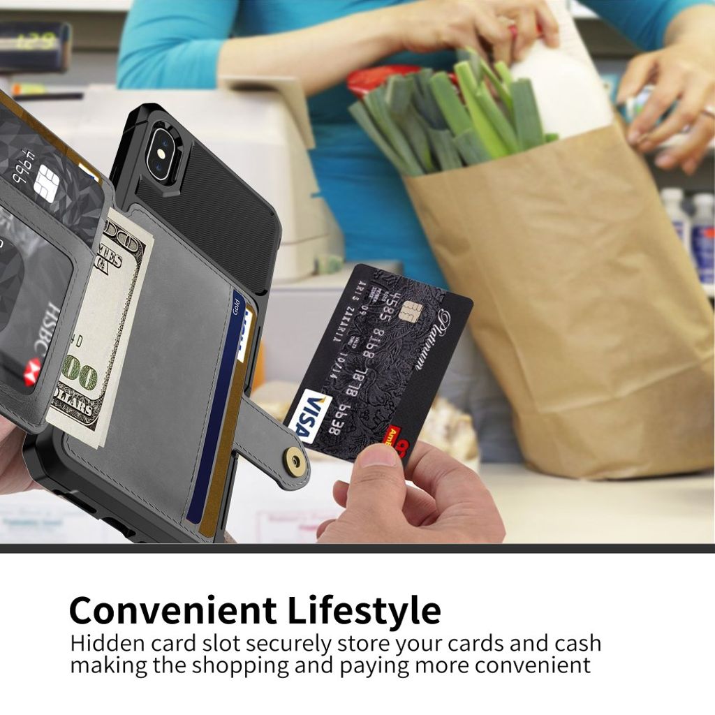 Pung Cover med Stativ og Magnetisk Plade til iPhone XS Max – Sort