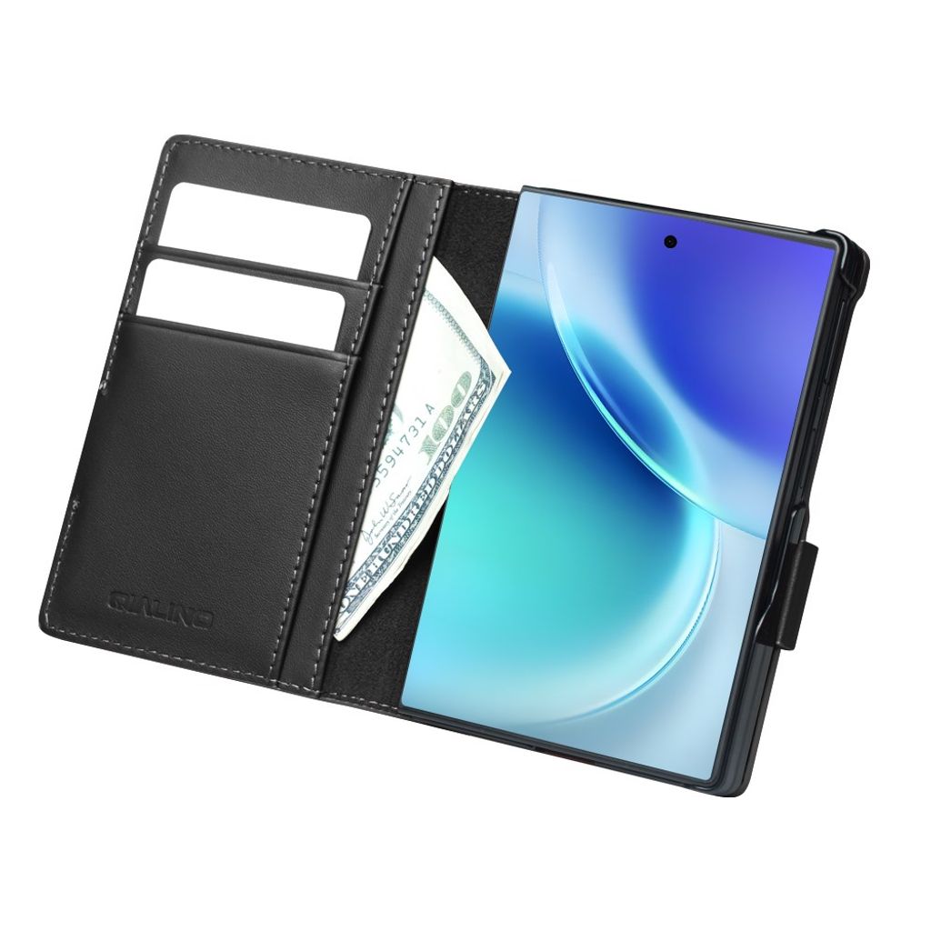 QIALINO Samsung Galaxy Z Fold8 Flip cover i ægte læder - Sort