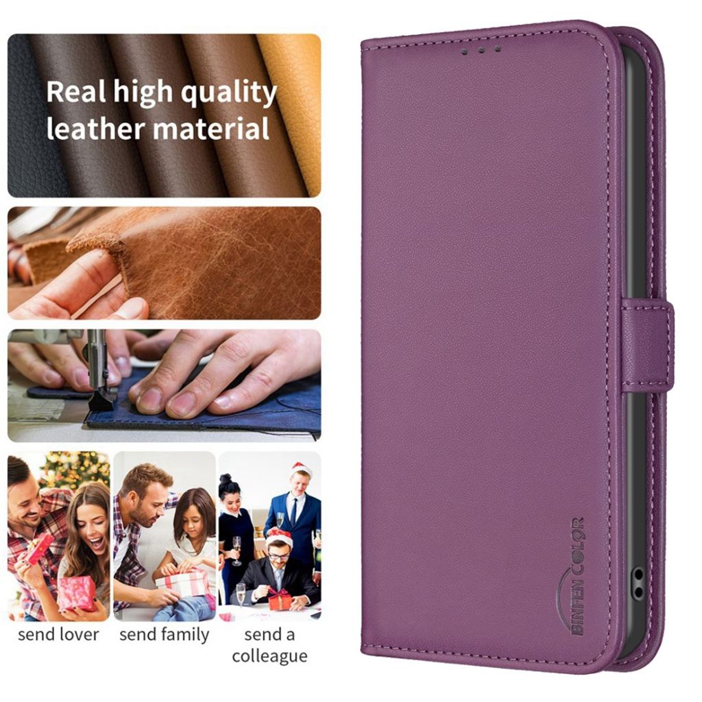 BINFEN COLOR iPhone 16 Wallet Cover – Dark Purple