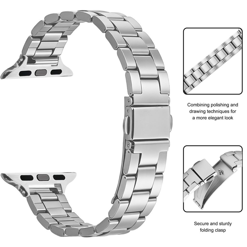 Apple Watch 42/41/40/38mm Klokkereim i rustfritt stål - Sølv