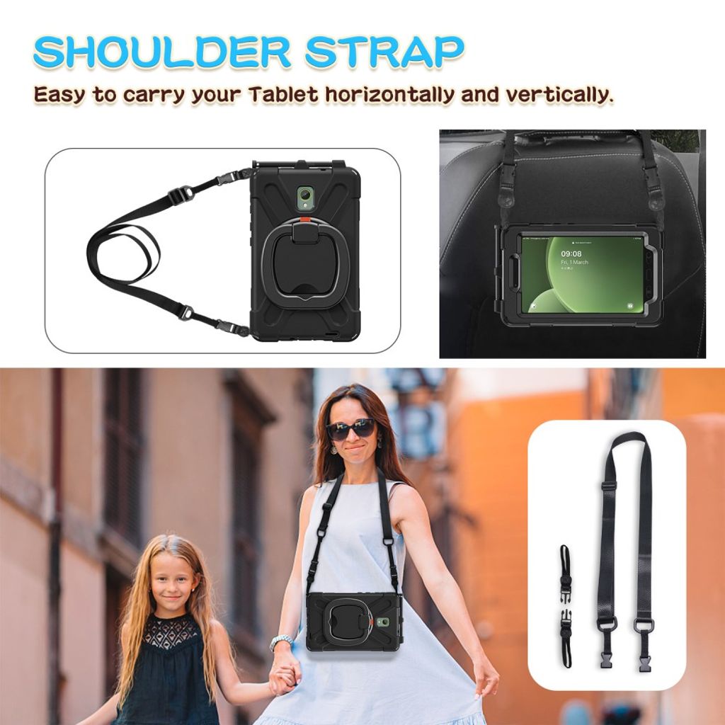 Samsung Galaxy Tab Active5 Case with Shoulder Strap - Black