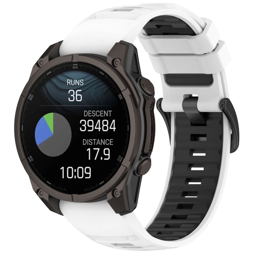 Garmin Quatix 8/Fenix 8/Epix Pro etc. Klockarmband Silikon – Vit/Svart