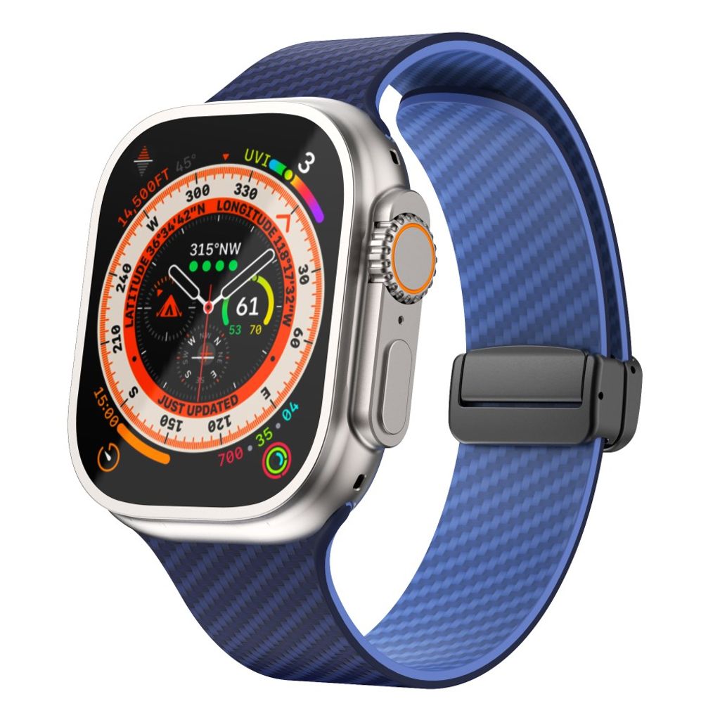 Apple Watch 49 / 46 / 44 / 42mm Klockarmband kolfibertextur - Blå