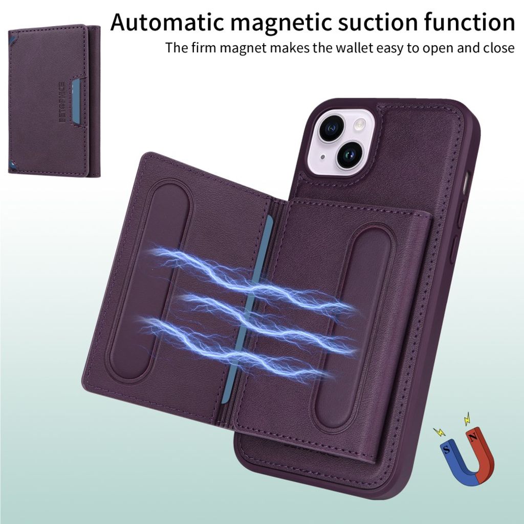 BETOPNICE iPhone 14 Plus MagSafe Lommebokdeksel – Lilla