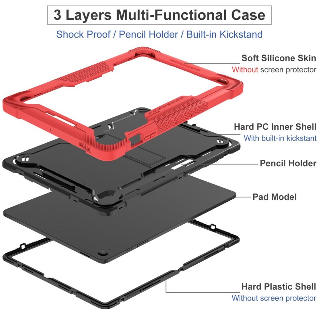 Samsung Galaxy Tab S10 FE Plus Case with Stand - Red
