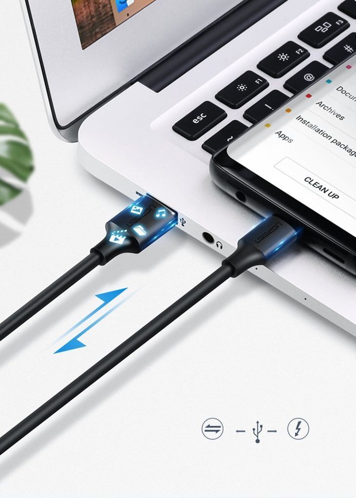 Ugreen US287 60118 USB-A til USB-C 3A kabel 2m – sort