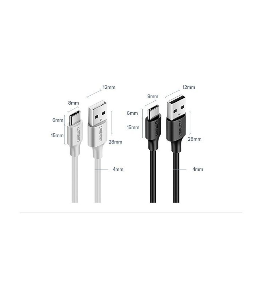Ugreen US287 60826 USB-A / USB-C 3A kabel 3m - sort