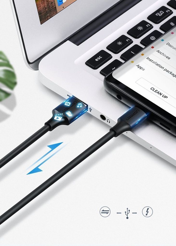 Ugreen US287 60826 USB-A / USB-C 3A kabel 3m - sort
