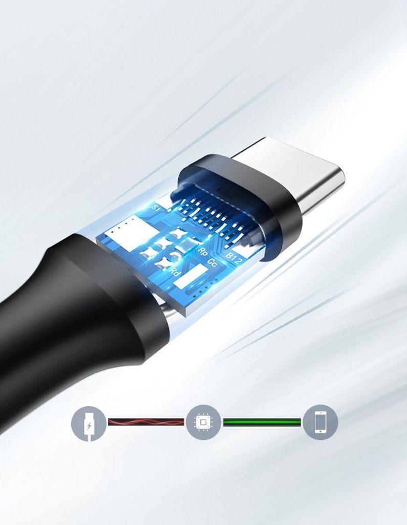Ugreen US287 60826 USB-A / USB-C 3A kabel 3m - sort