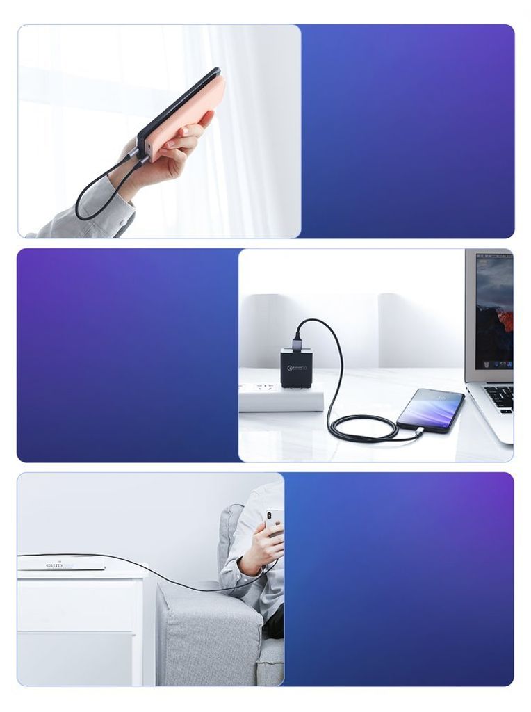 Ugreen US288 60128 USB-A til USB-C QC 3.0 2m kabel – grå