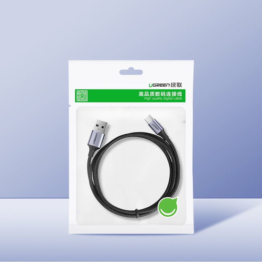 Ugreen US288 60128 USB-A til USB-C QC 3.0 2m kabel – grå
