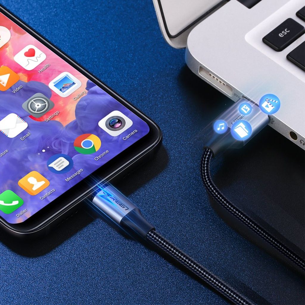 Ugreen US288 60128 USB-A til USB-C QC 3.0 2m kabel – grå
