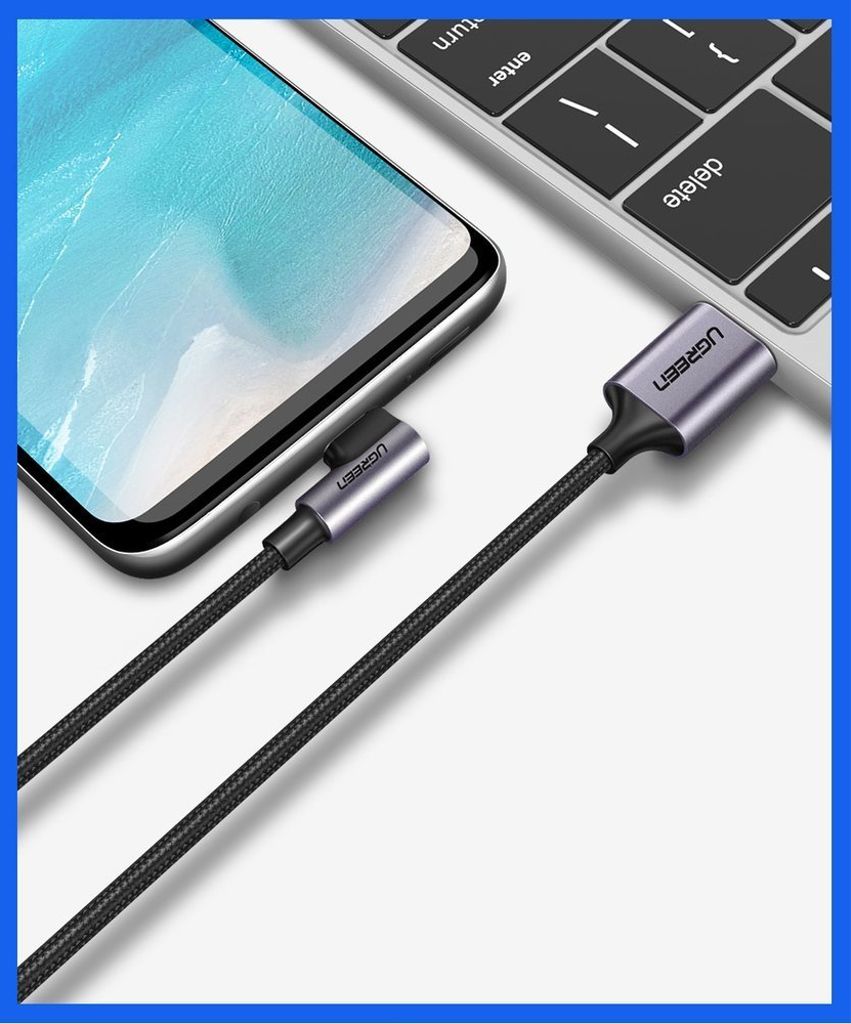 Ugreen US284 50941 USB-A til USB-C (vinklet) kabel 1m – grå