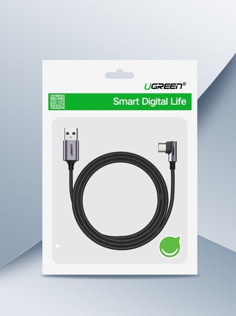 Ugreen US284 50941 USB-A til USB-C (vinklet) kabel 1m – grå