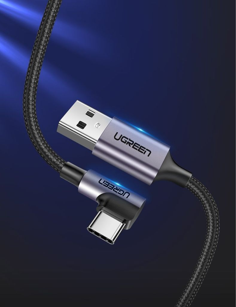 Ugreen US284 50941 USB-A til USB-C (vinklet) kabel 1m – grå
