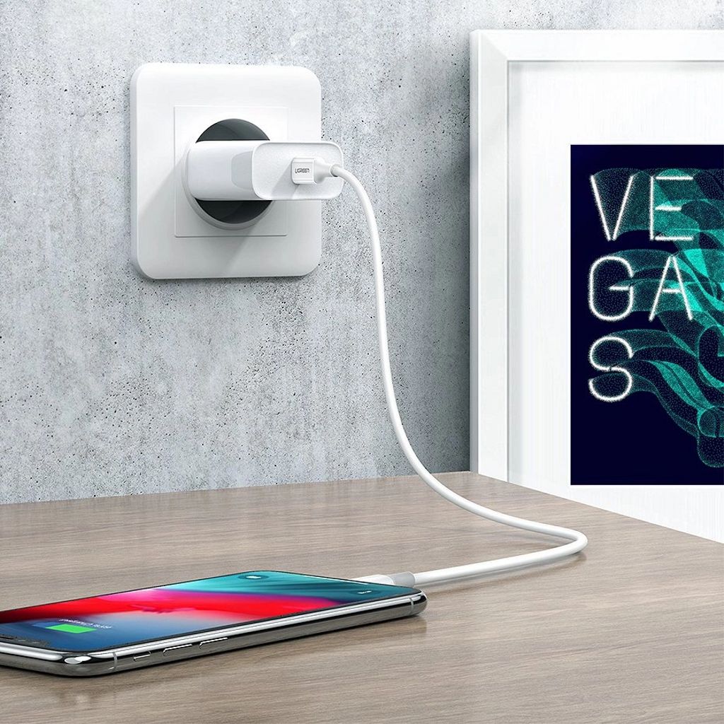 Ugreen USB-C til Lightning MFI PD-kabel 20W 480Mb/s, 1m - hvit