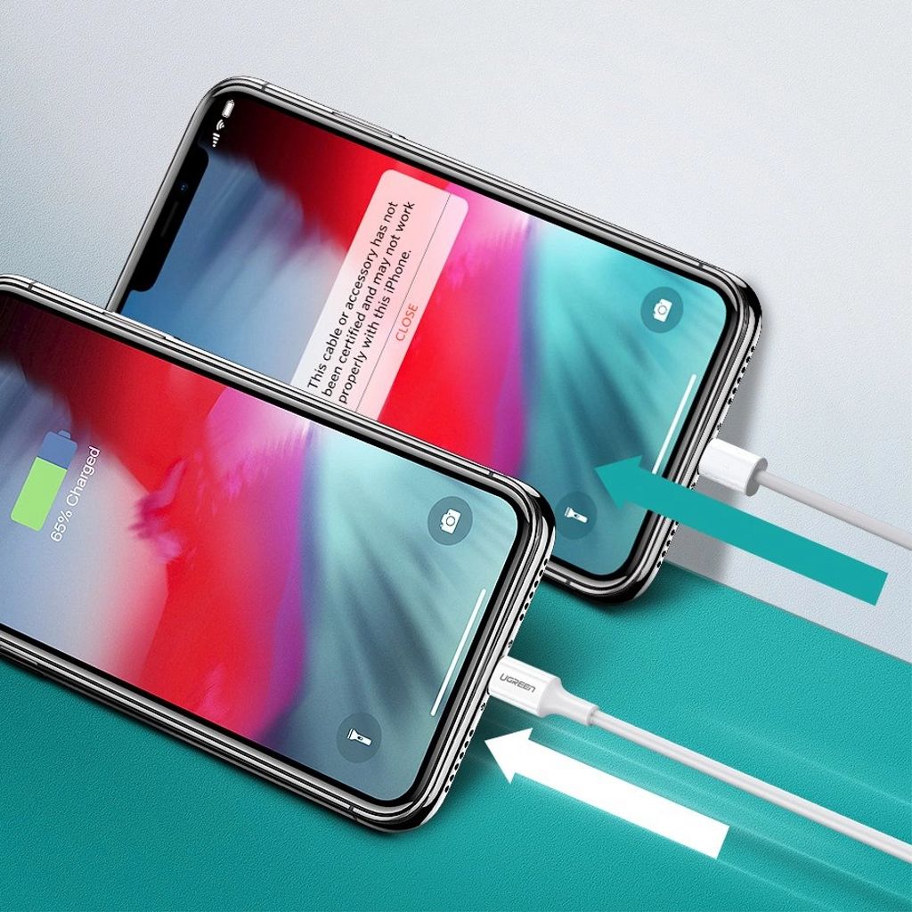 Ugreen USB-C til Lightning MFI PD-kabel 20W 480Mb/s, 1m - hvit