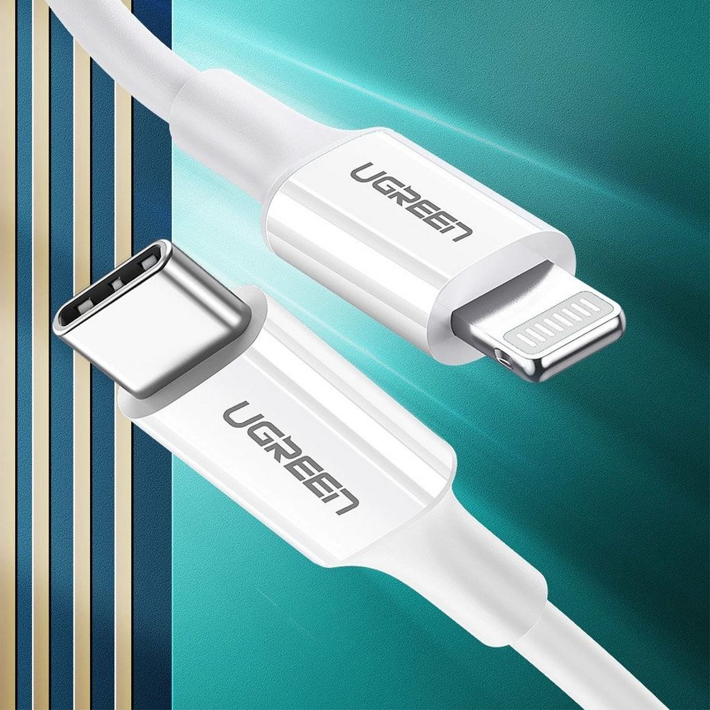 Ugreen USB-C til Lightning MFI PD-kabel 20W 480Mb/s, 1m - hvit