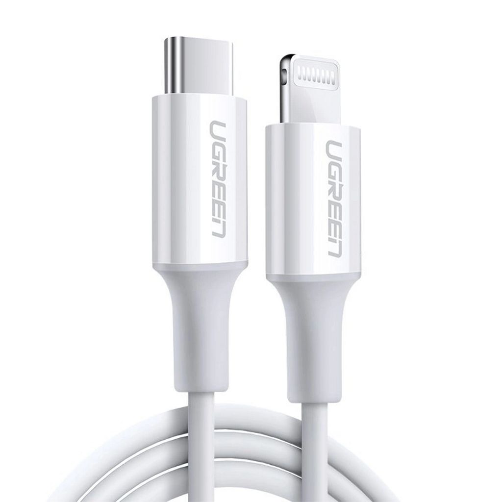 Ugreen USB-C til Lightning MFI PD-kabel 20W 480Mb/s, 1m - hvit