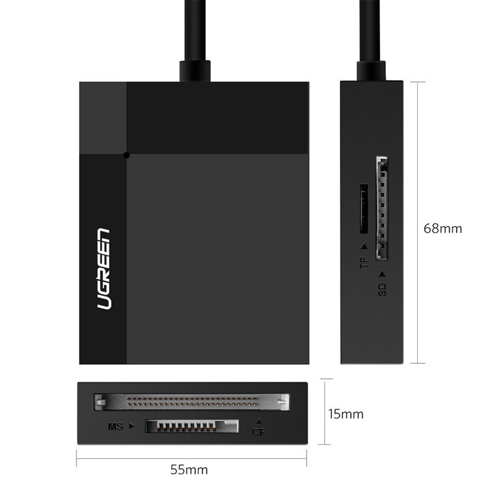Ugreen CR125 30231 minneskortläsare – SD / micro SD / CF / MS – svart
