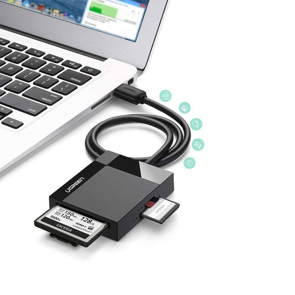 Ugreen CR125 30231 minneskortläsare – SD / micro SD / CF / MS – svart