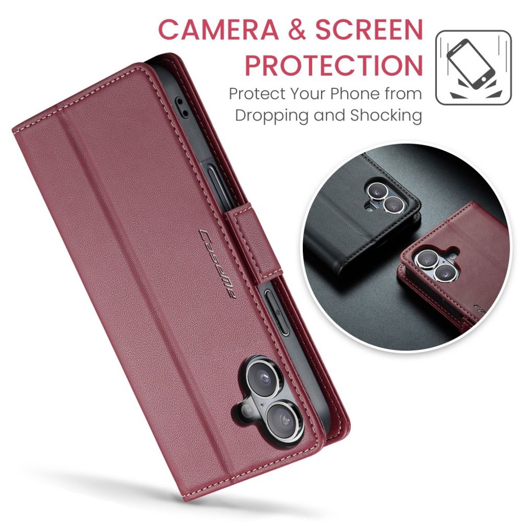 CASEME iPhone 16 Cover with Card Slots - Red
