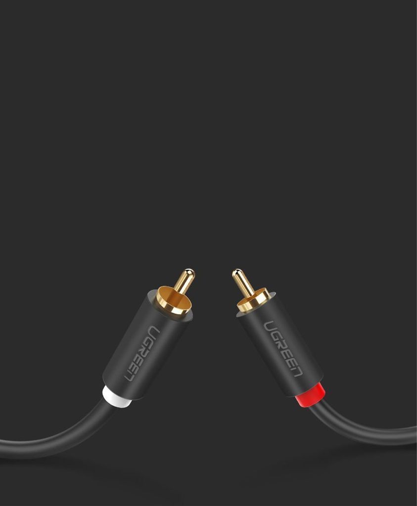 Ugreen AV104 10518 audio kabel 2RCA (han) til 2RCA (han) 2m – grå