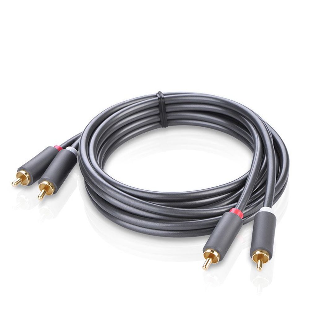 Ugreen AV104 10518 audio kabel 2RCA (han) til 2RCA (han) 2m – grå