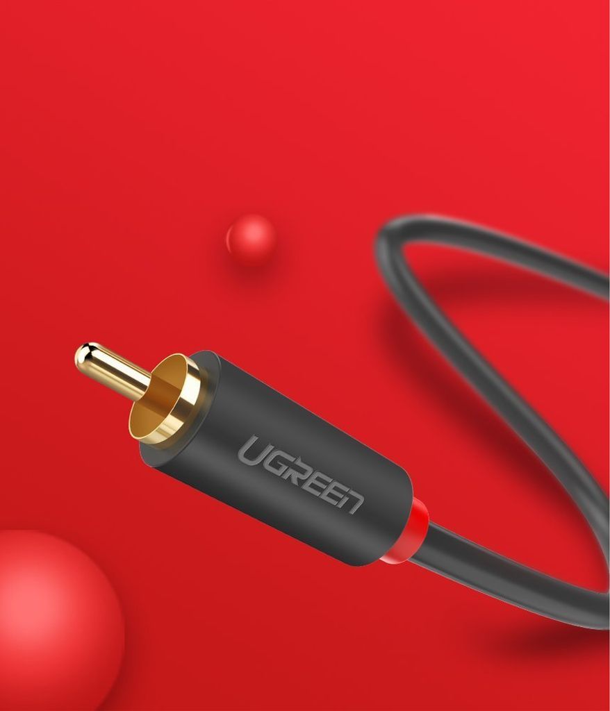 Ugreen AV104 10518 audio kabel 2RCA (han) til 2RCA (han) 2m – grå