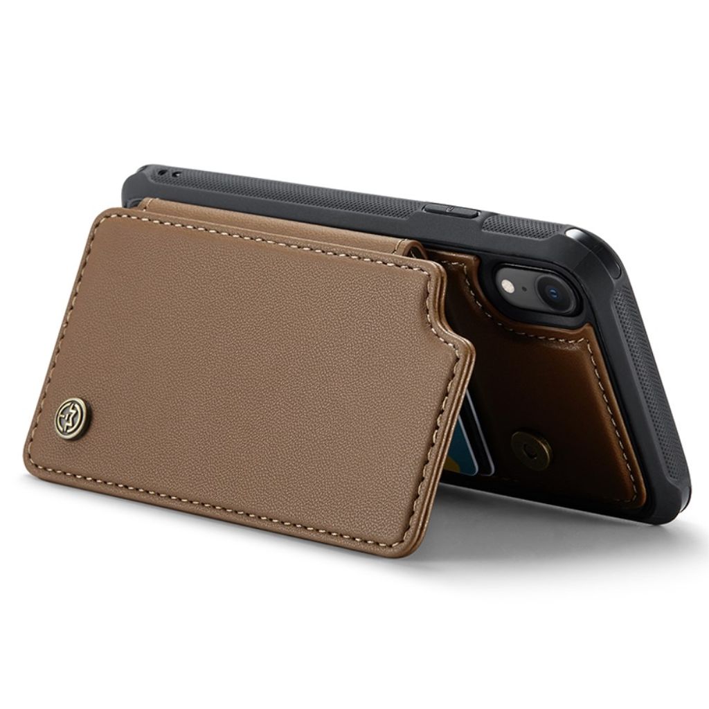 CASEME C22 Plånboksskal med RFID-blockerare för iPhone XR – Brun