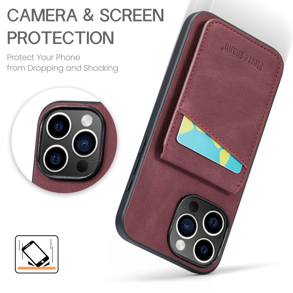 FIERRE SHANN iPhone 16 Pro Deksel med Kortspor - Rød