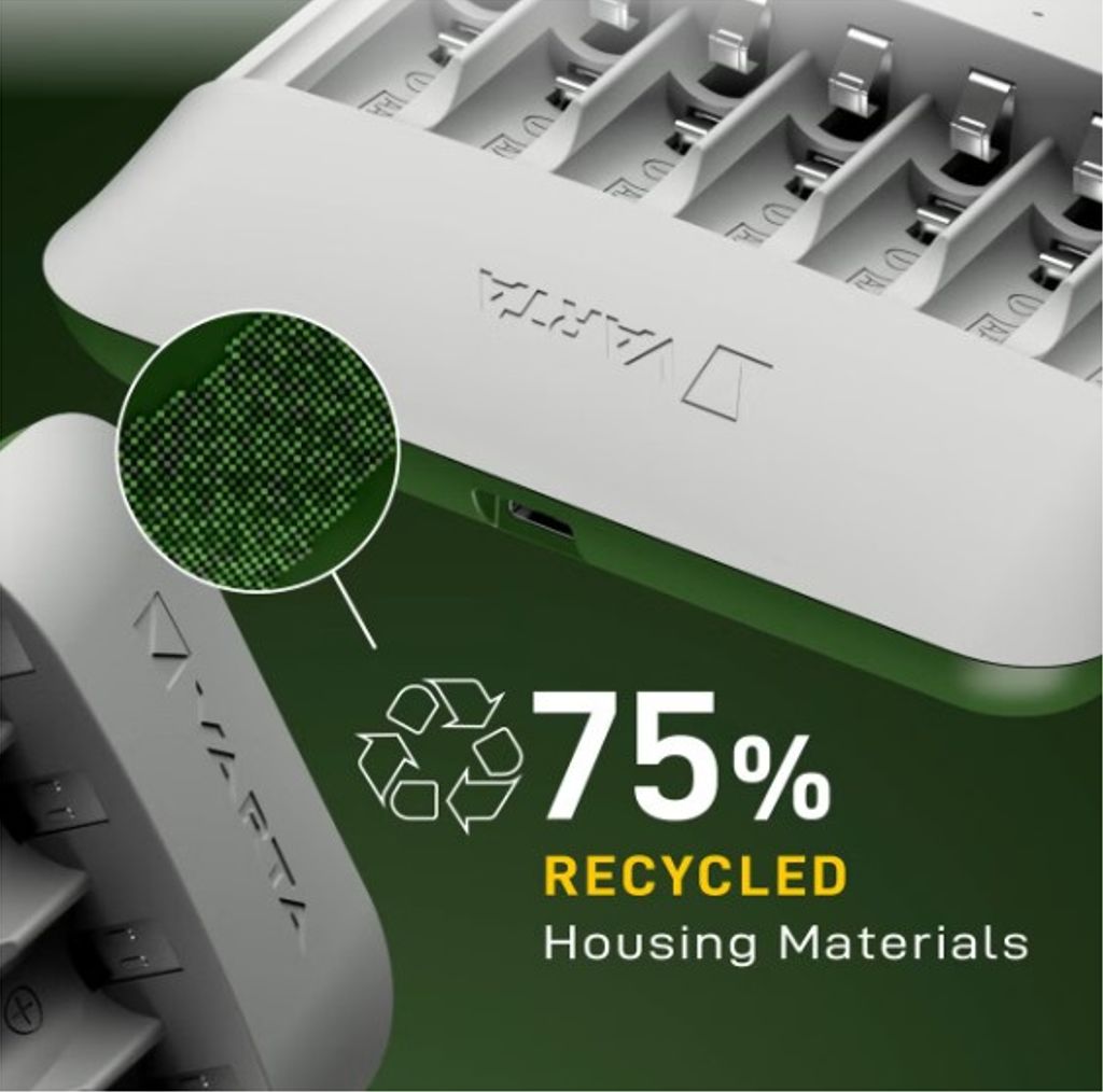 VARTA Eco Charger Multi Recycled Batterieladegerät + 8x AA 2100 mAh