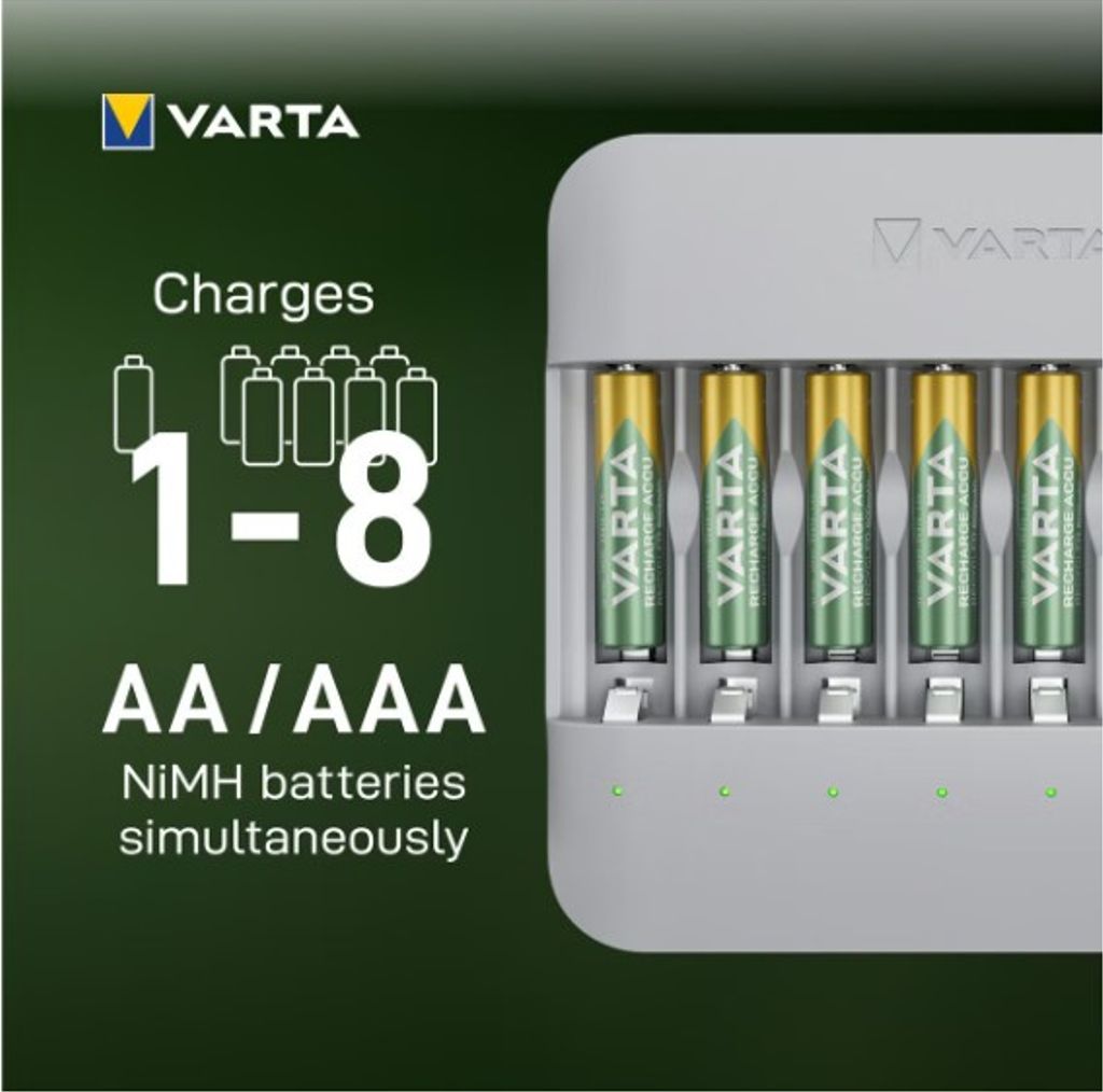 VARTA Eco Charger Multi Recycled Batterieladegerät + 8x AA 2100 mAh