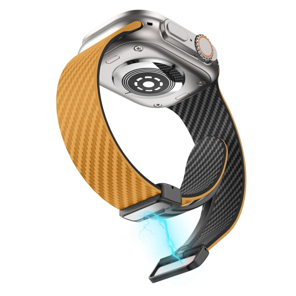 Apple Watch 42 / 41/ 40 / 38mm Klockarmband kolfibertextur - Ljusbrun/Svart