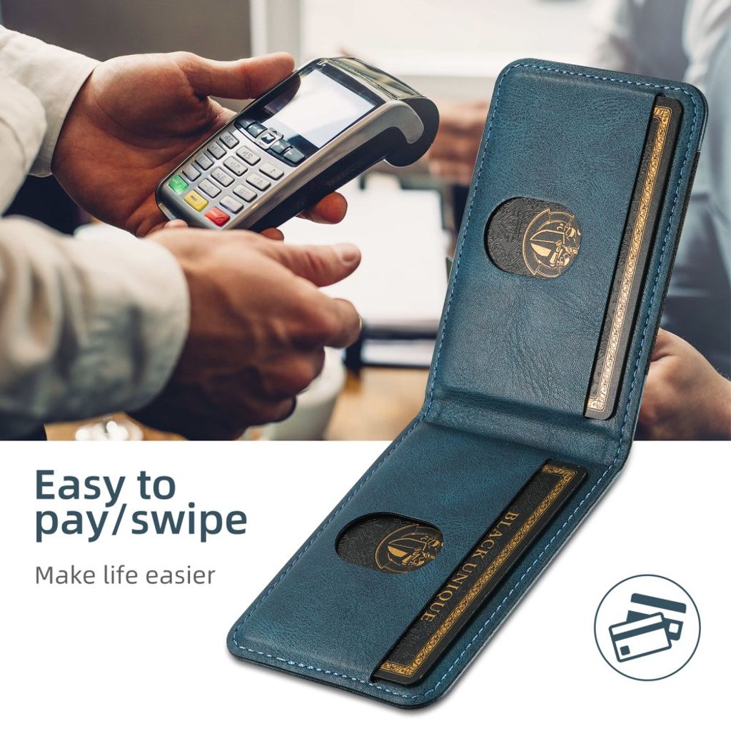 SUTENI H17 iPhone 13 Pro Lompakkokuori MagSafe Kortin Haltijalla – Sininen