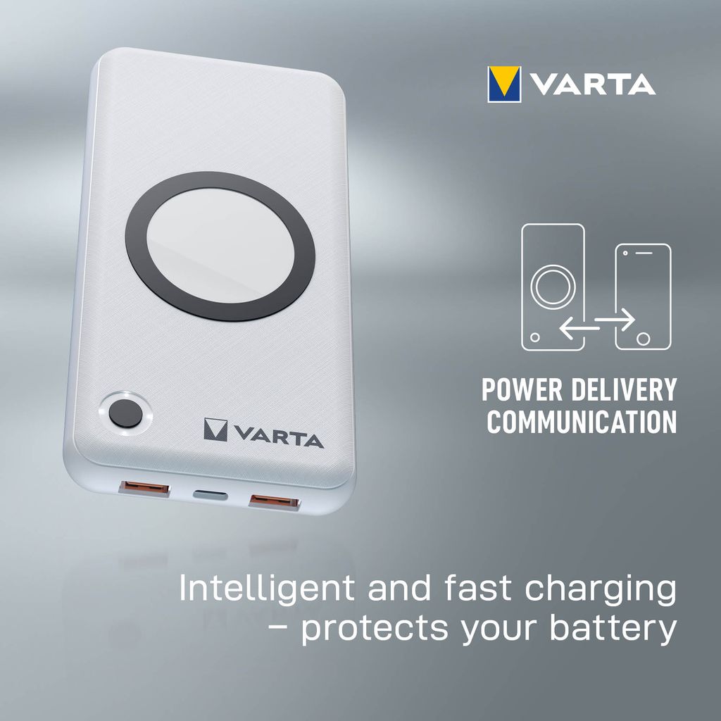 Varta Trådlös Powerbank 15000mAh, USB-C, 2x USB-A