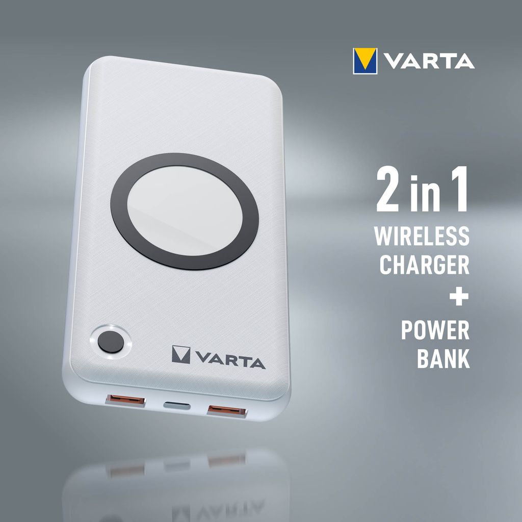 Varta Trådlös Powerbank 15000mAh, USB-C, 2x USB-A