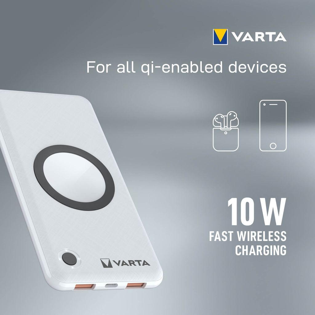 Varta Langaton Varavirtalähde 10000mAh, USB-C, 2x USB-A