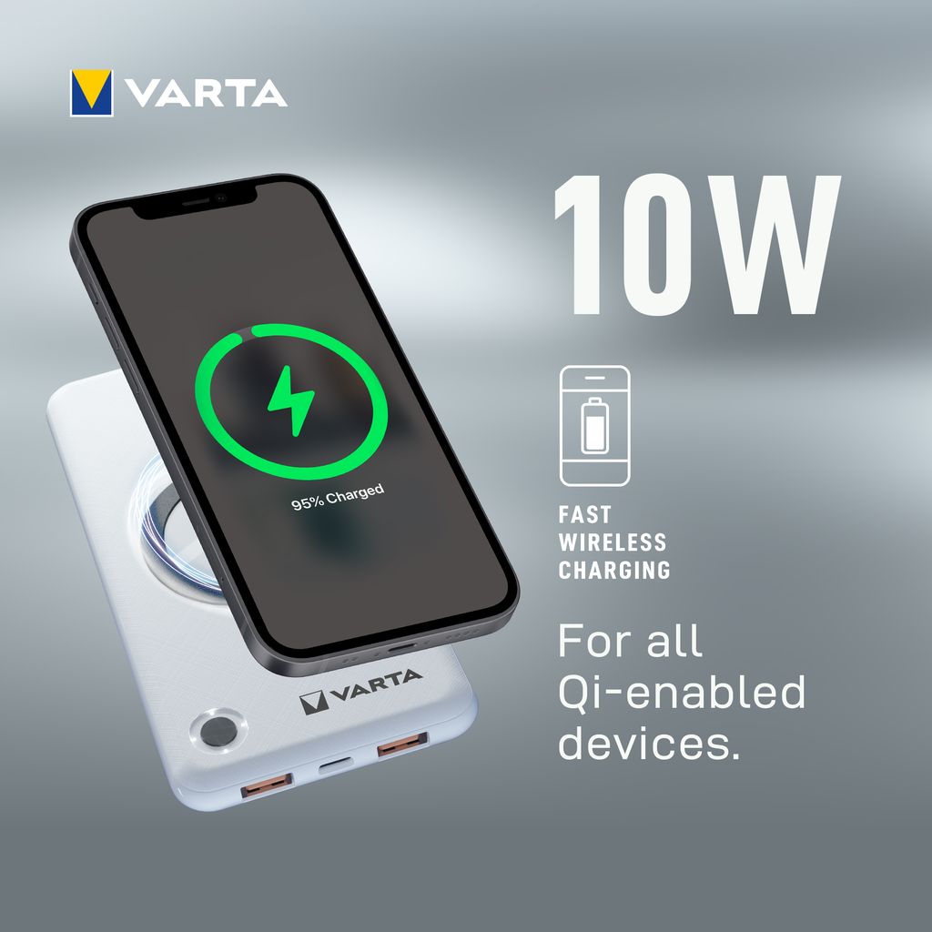 Varta Langaton Varavirtalähde 10000mAh, USB-C, 2x USB-A