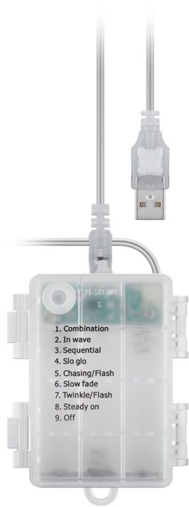 Valoverho 300 LEDillä, USB, akkukäyttöinen