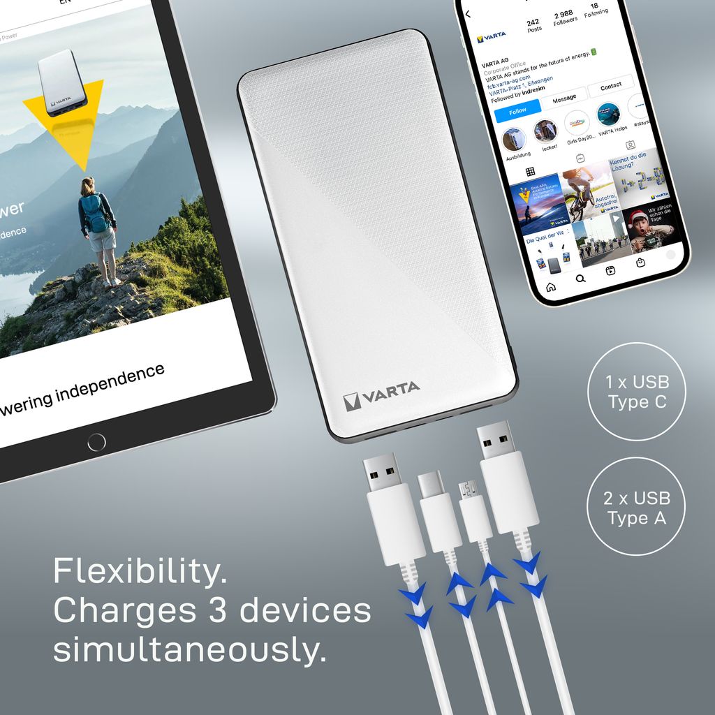 VARTA Energy Powerbank 20000mAh, 2x USB-A, 1x USB-C