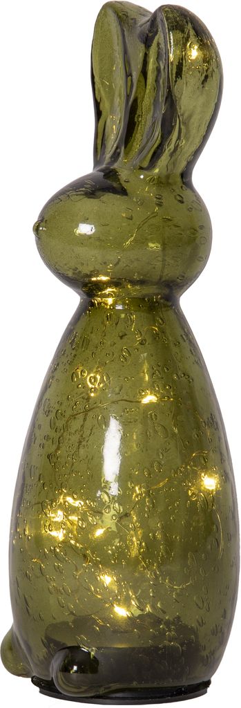 Batteridrevet grøn glasdekoration Harry Green kanin 25 cm LED