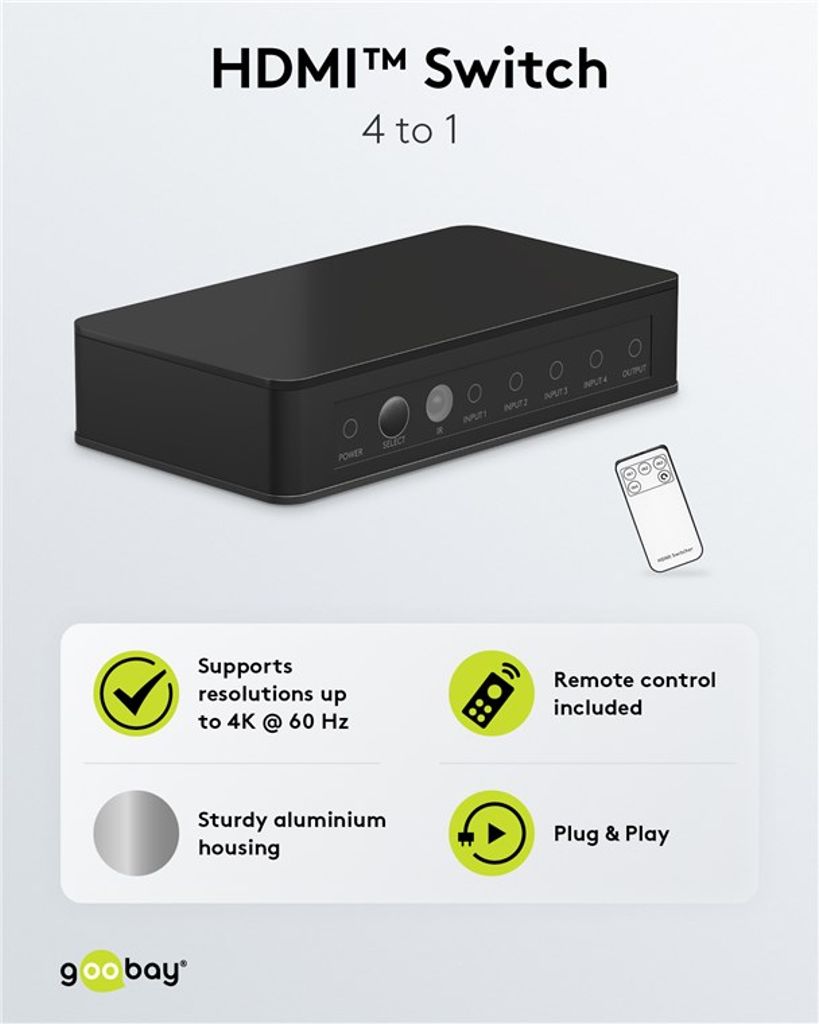Goobay HDMI Switch 4-veis 4K@60Hz