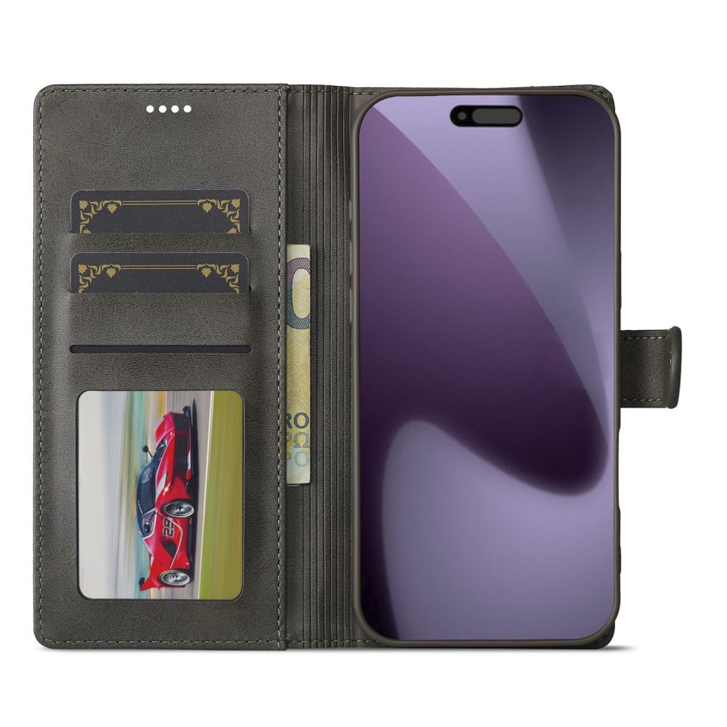 LC.IMEEKE iPhone 17 Pro Max Wallet Cover with Stand - Grey