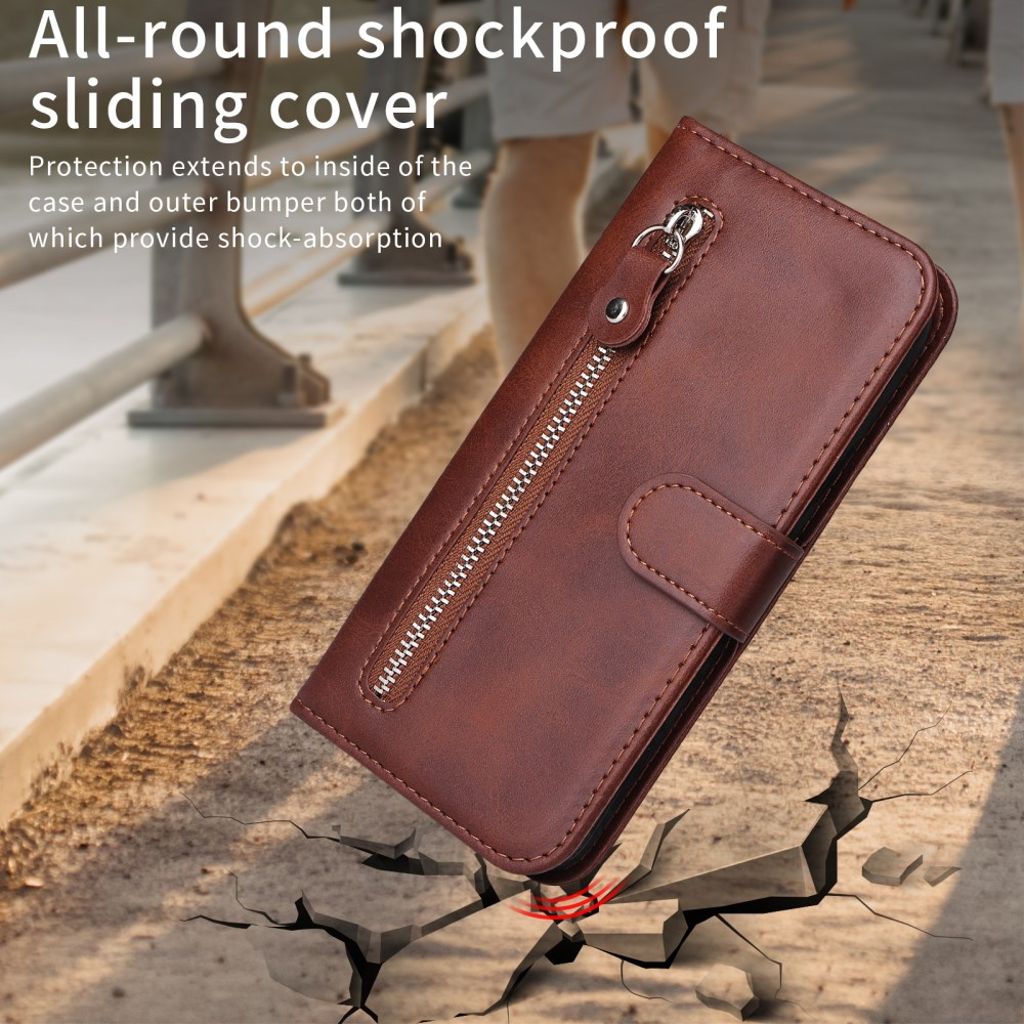 Motorola Moto G86 Power 5G etc. Cover with Zipper Pocket - Brown