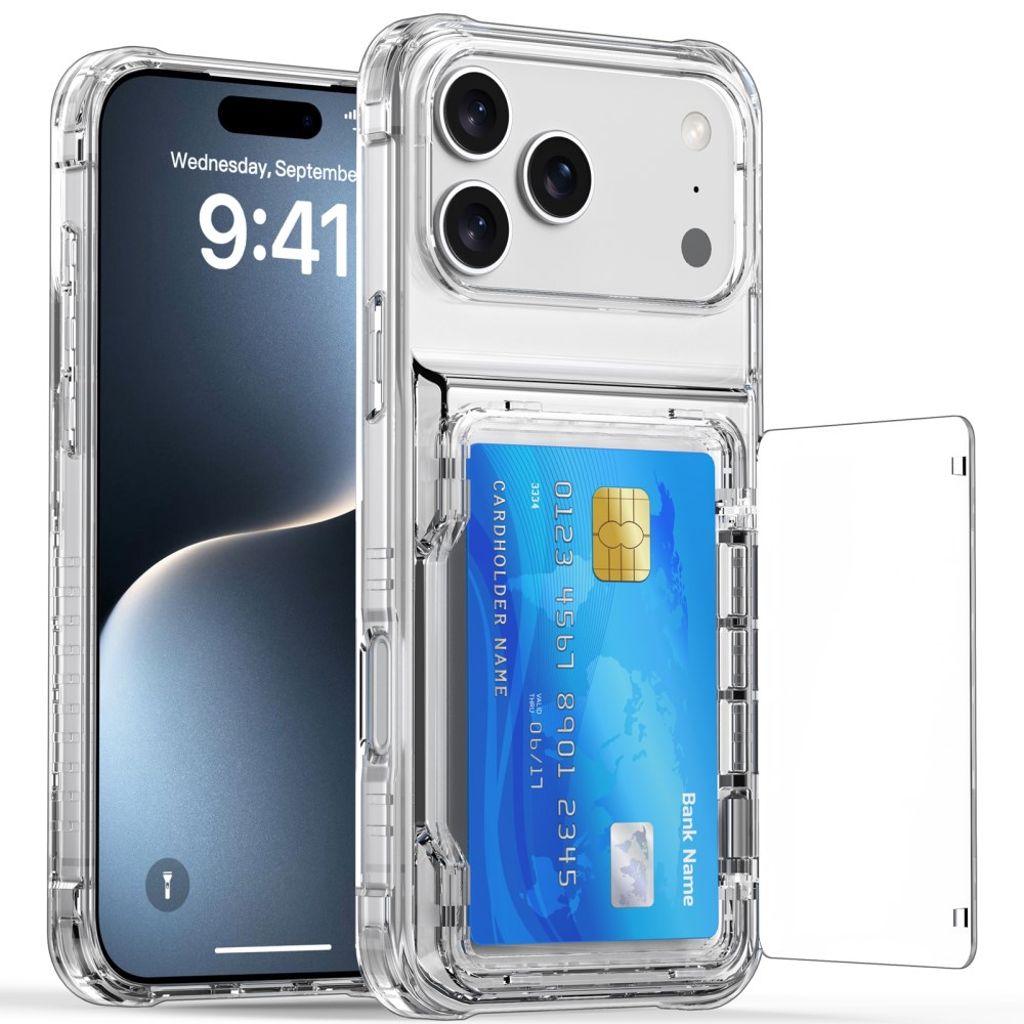iPhone 17 Pro Kuori, Jalusta, Korttipaikka - läpinäkyvä