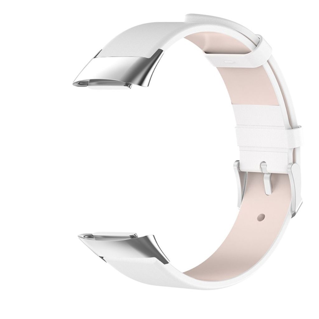 Fitbit Charge 6/5 Kellonranneke, Nahkaa - valkoinen