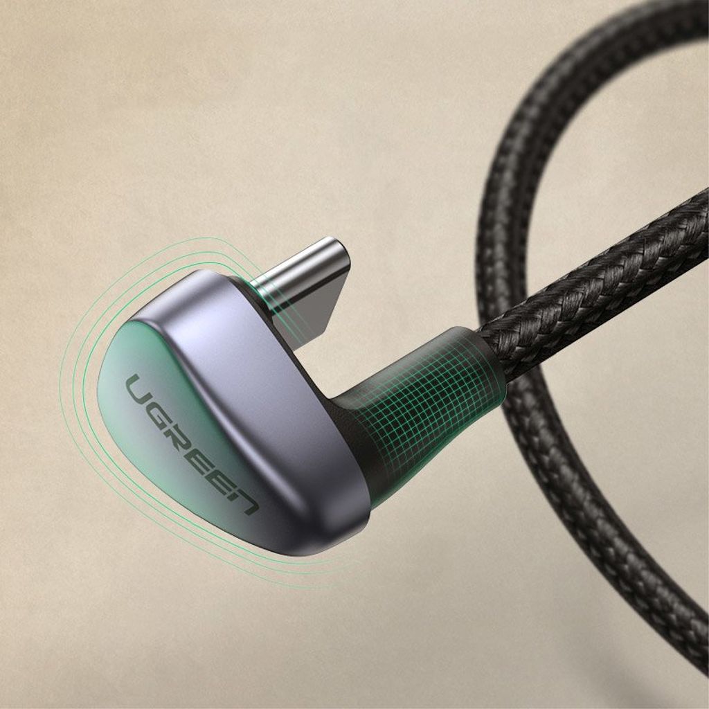 Ugreen nylon vinklet USB til USB-C kabel 1 m – grå