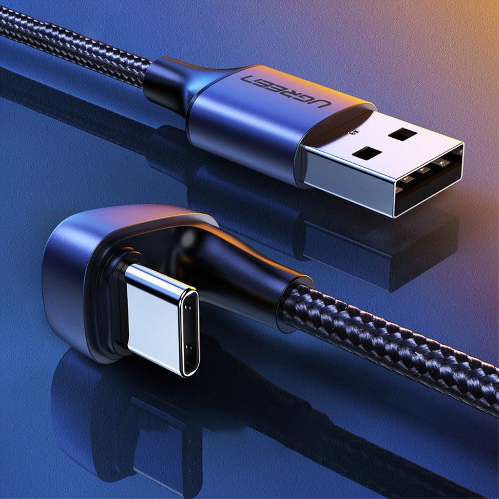 Ugreen nylon vinklet USB til USB-C kabel 1 m – grå