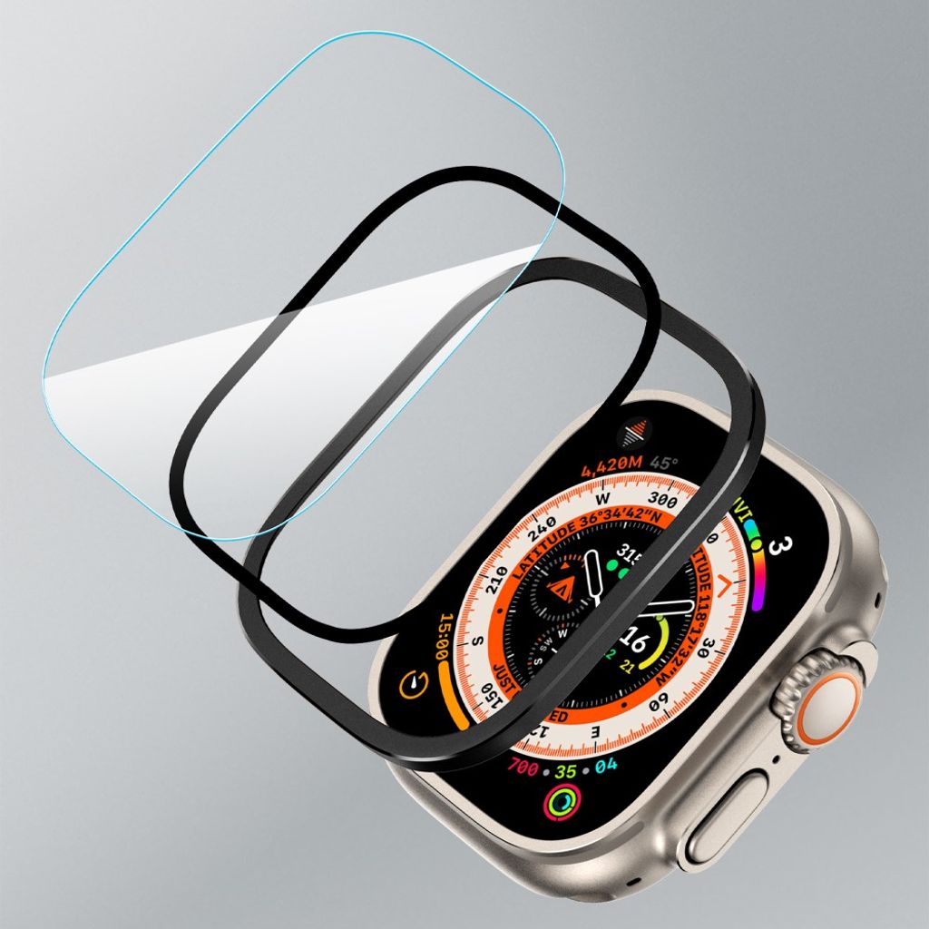 Apple Watch Ultra 3/Ultra 2/Ultra 49 mm skjermbeskytter i herdet glass – svart